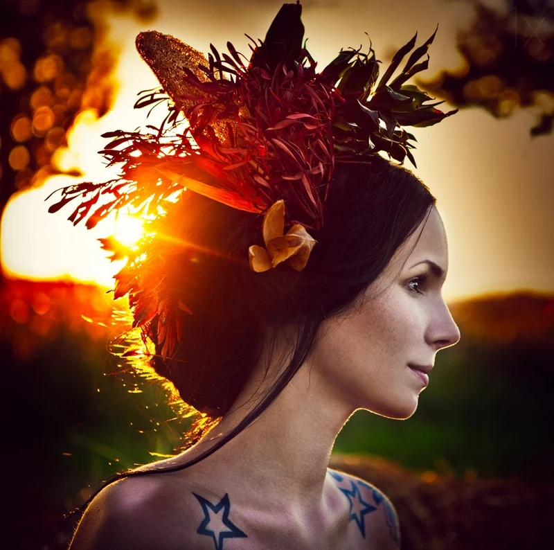 Bohemian Woman Golden Sunset