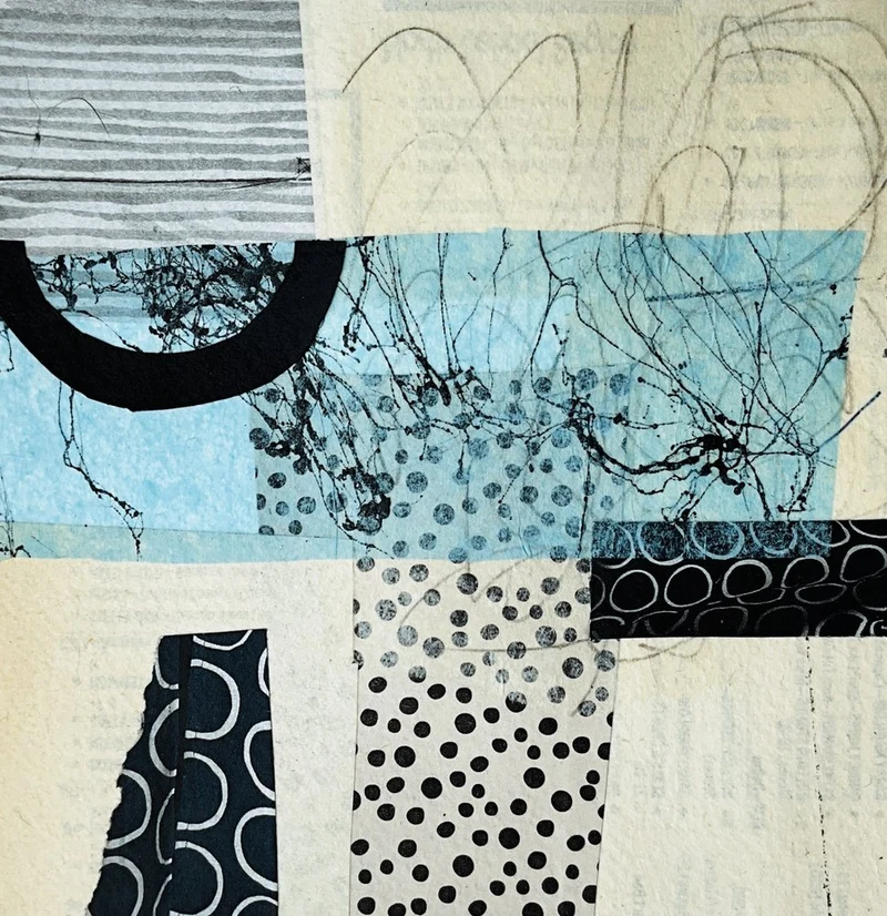 Blue Dots Abstract Collage