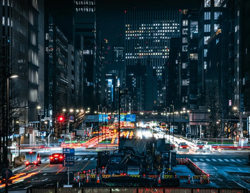 Urban Night Light Trails