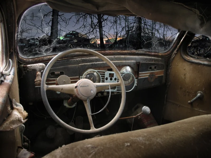 Abandoned Car Junkyard View