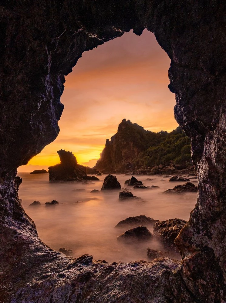 Golden Cave Ocean Sunset