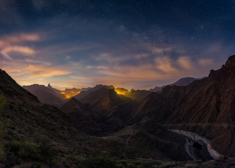 Glowing Mountain Night