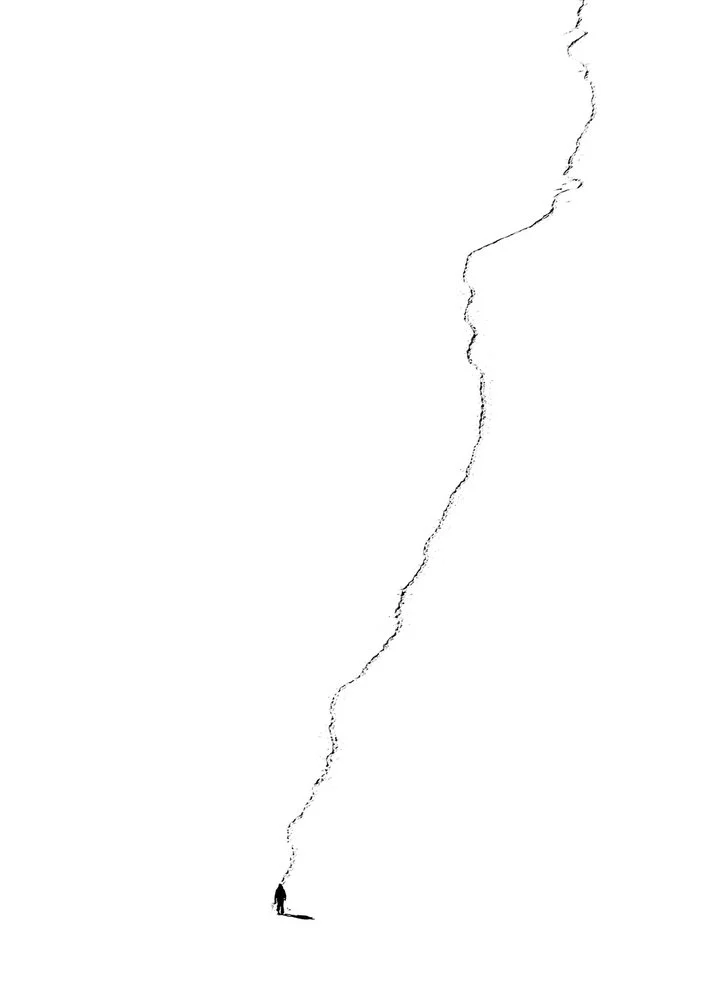 Man Follows Winding Path