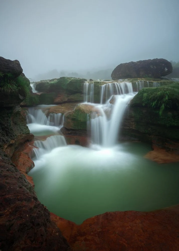 Misty Green Waterfalls