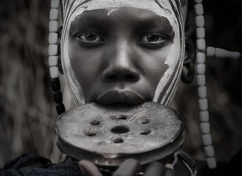 African Lip Plate Portrait