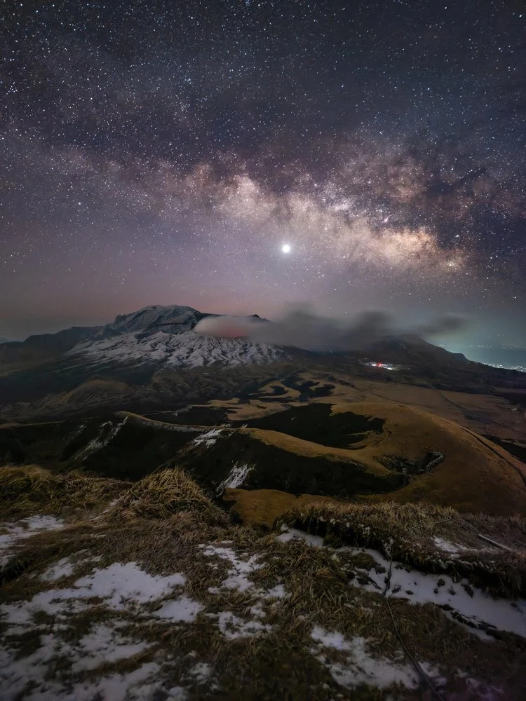 Volcano Under Milky Way