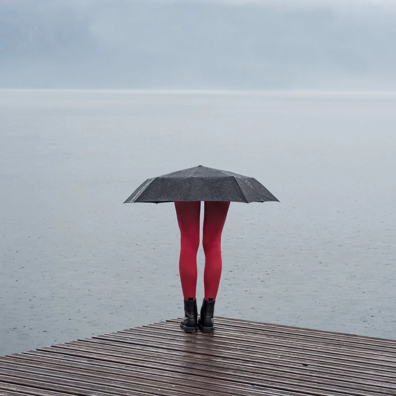 Red Legs Rainy Pier