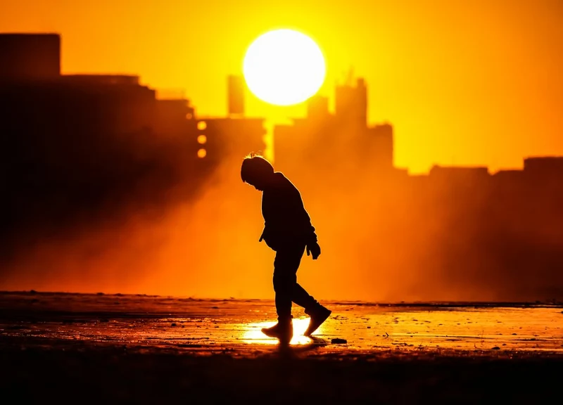 Boy Silhouette Golden Hour