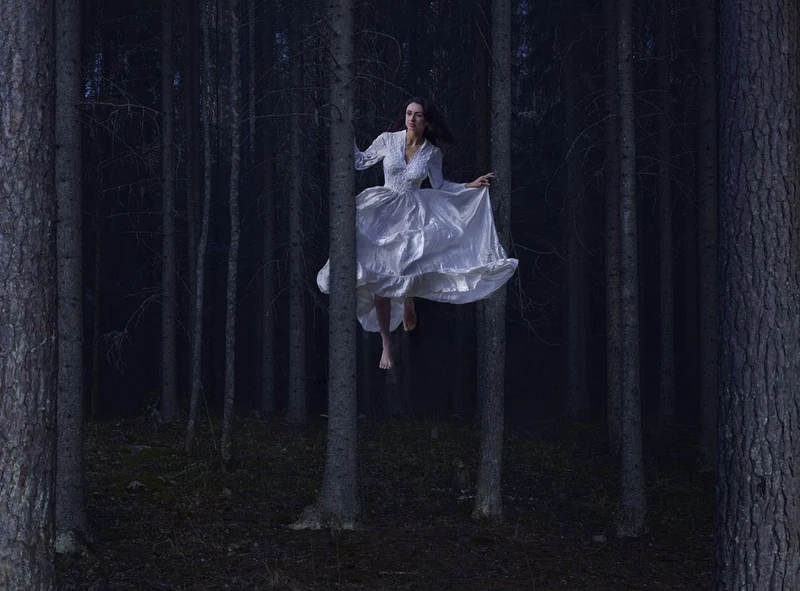 Floating Woman Dark Forest