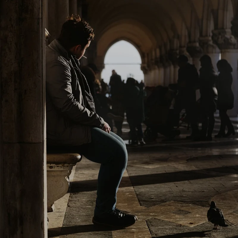 Pensive Man City Arcade