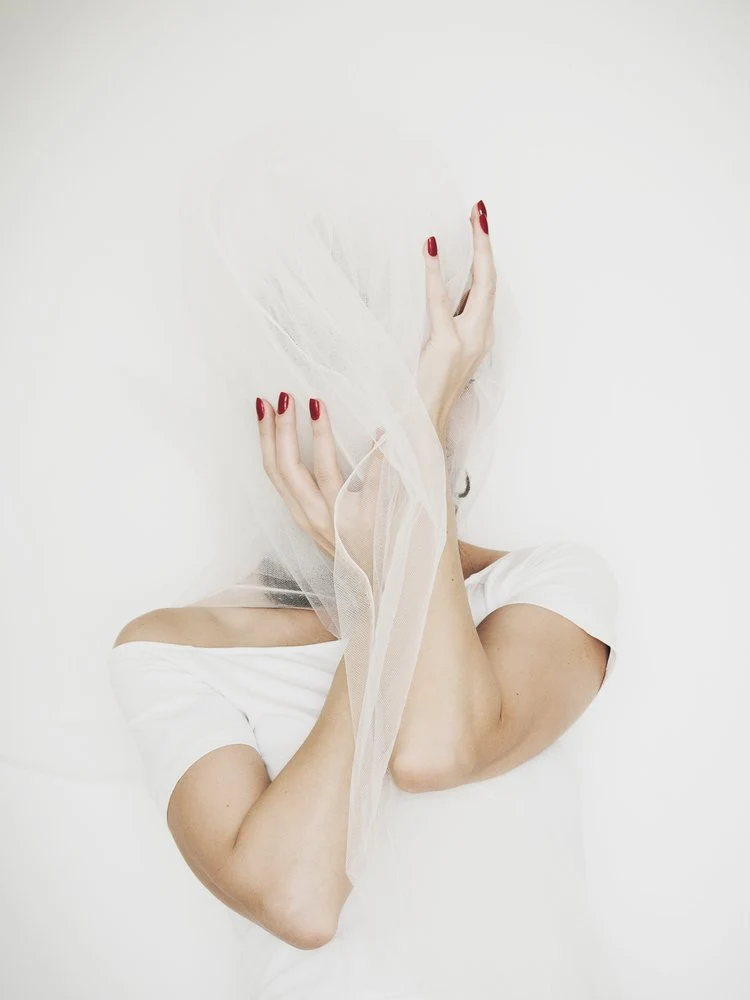 Veiled Hands Red Nails