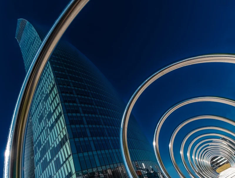 Skyscraper Blue Spiral