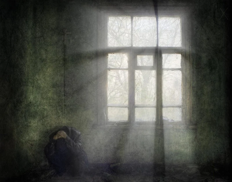 Solitary Figure Window Light