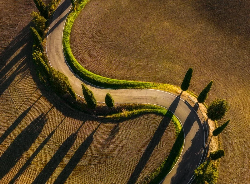 Winding Country Road Shadows