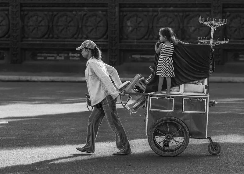 Urban Vendor And Child