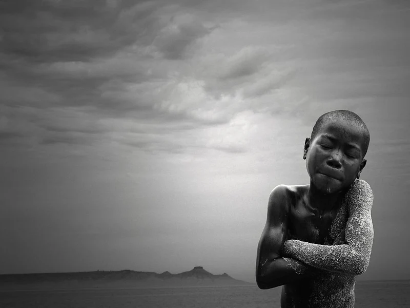 Crying Boy Dark Sky