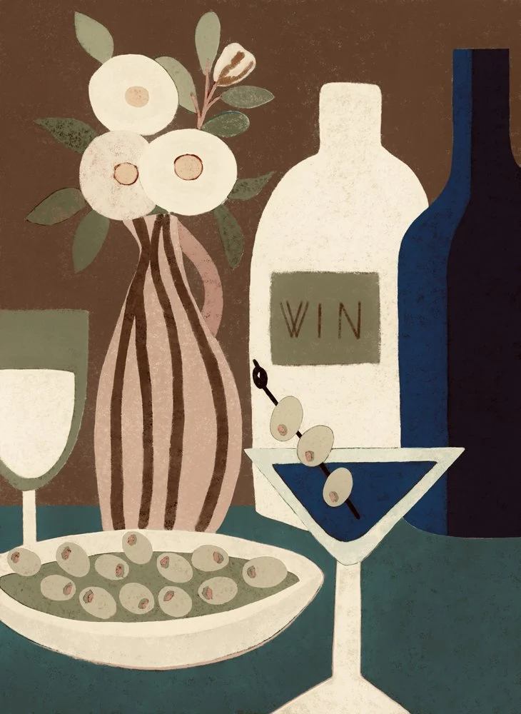 Martini Wine And Olives