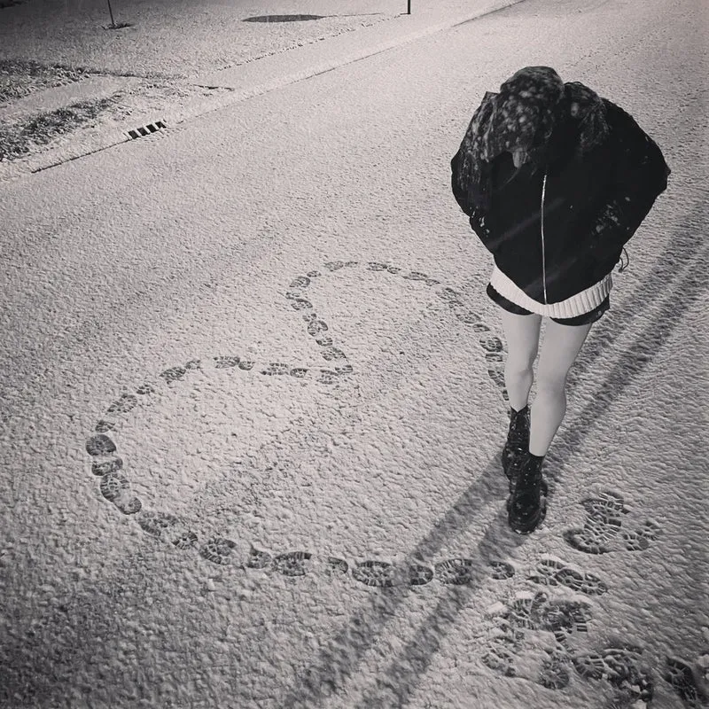 Snow Heart Footprints