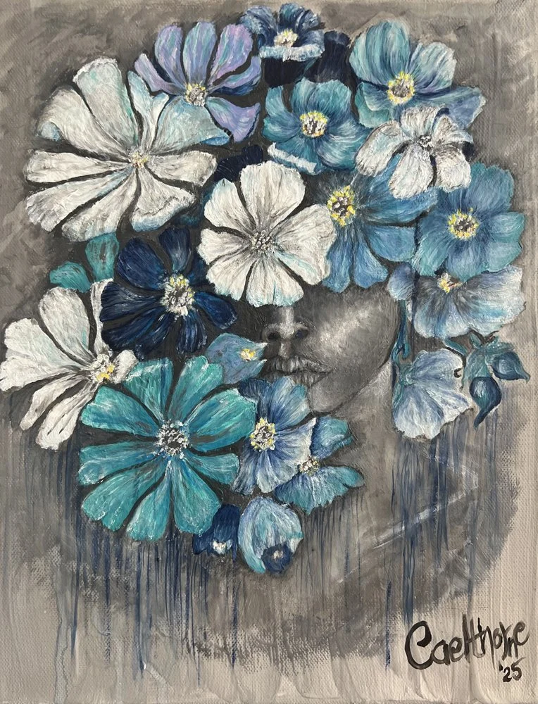 Blue Floral Portrait