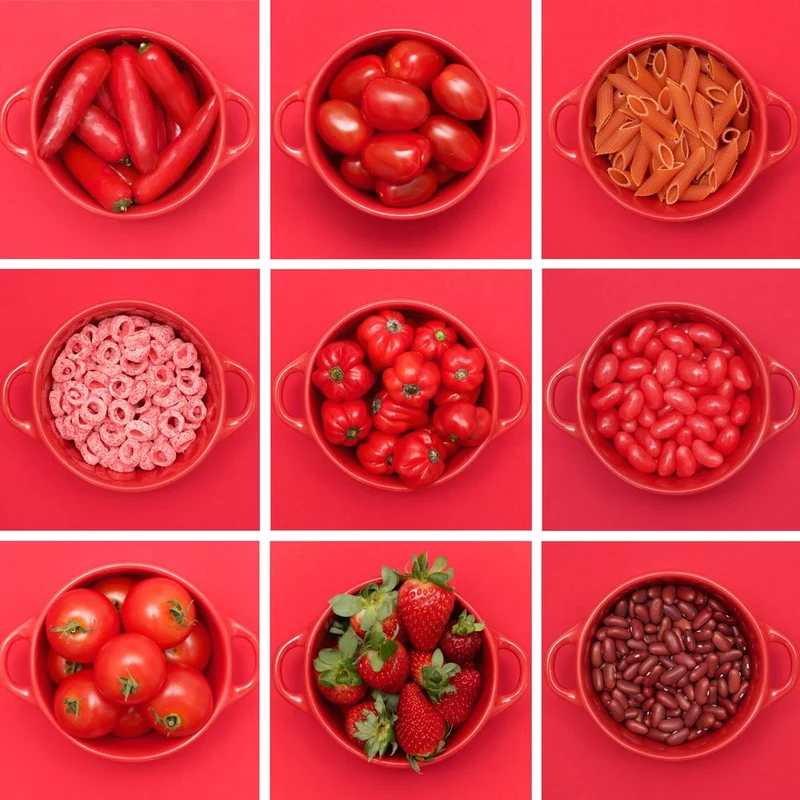 Vibrant Red Food Grid