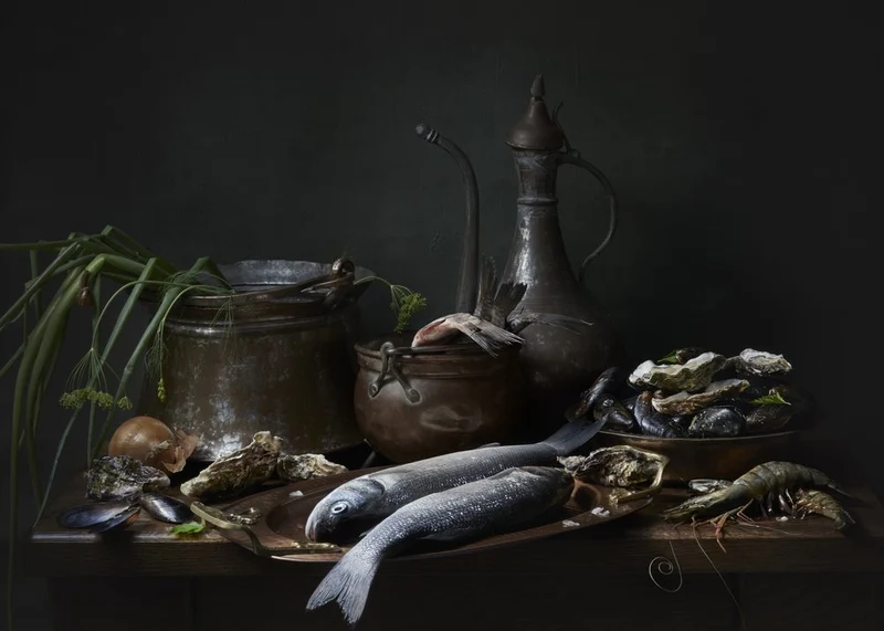 Rustic Seafood Still Life