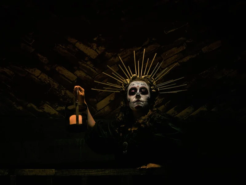 Golden Sugar Skull Lantern