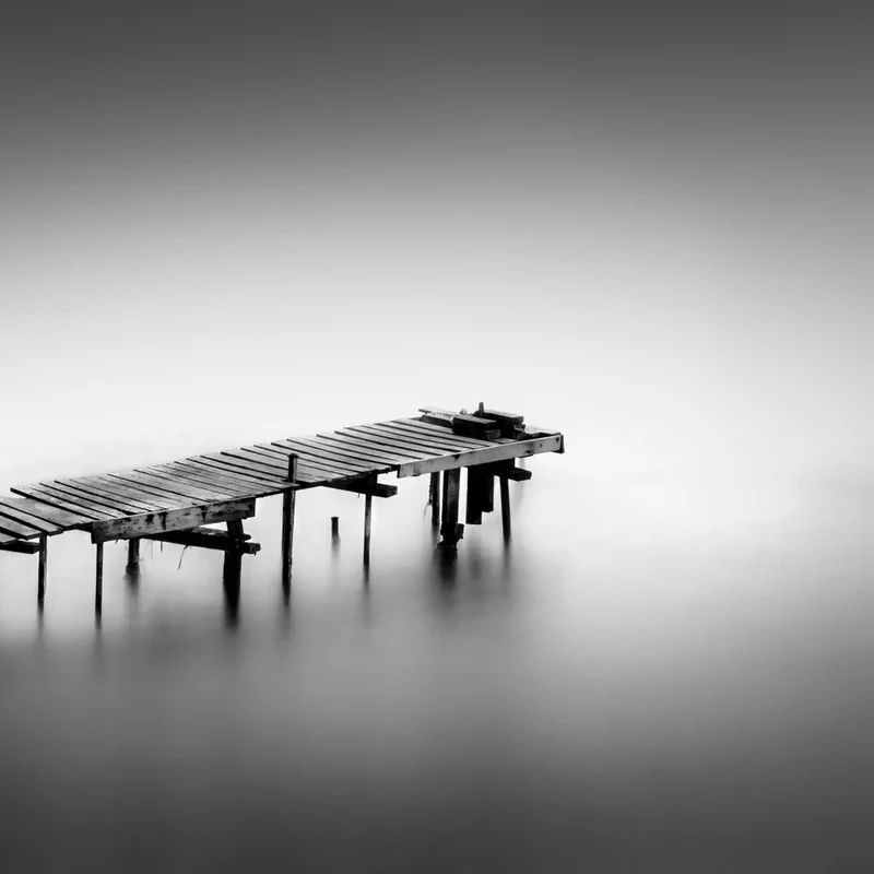 Calm Black White Pier