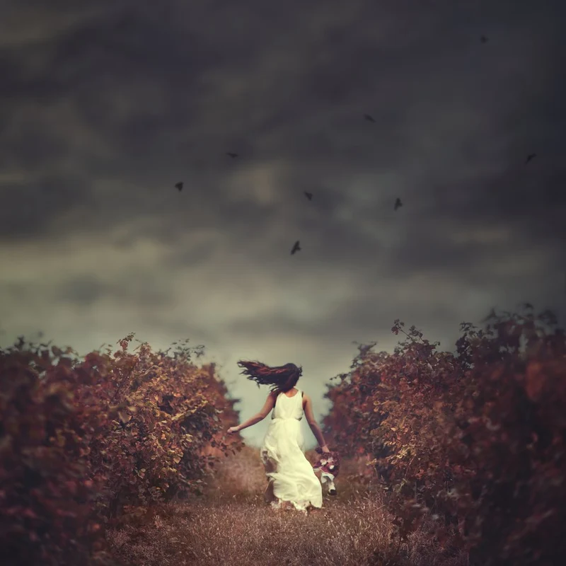 Running Woman Dark Skies