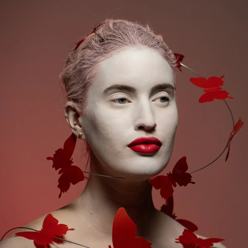 Surreal Red Butterfly Portrait