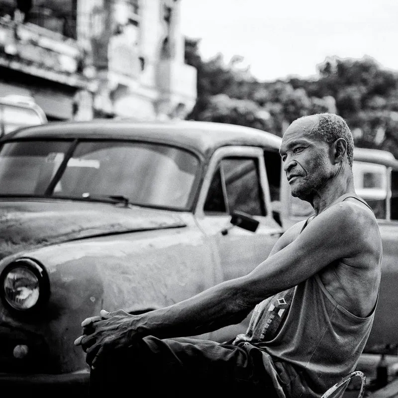 Thoughtful Man Vintage Car