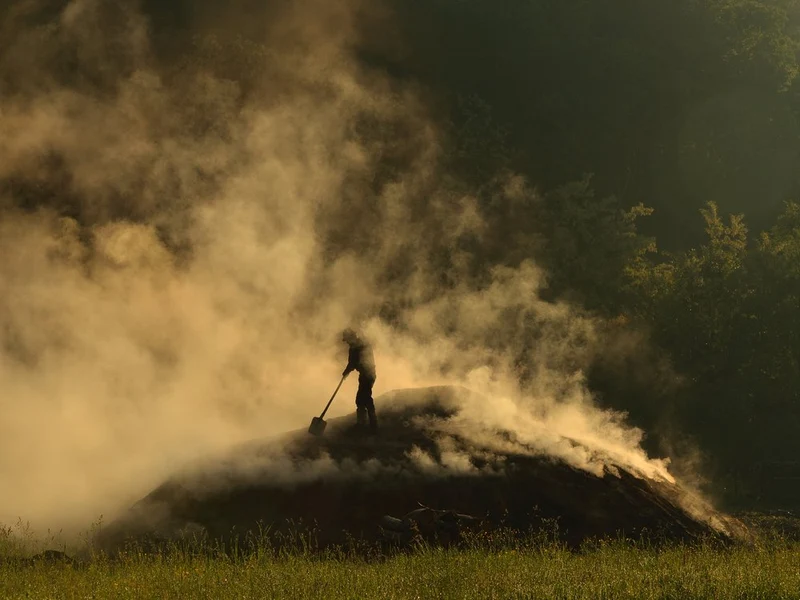 Worker In Golden Smoke