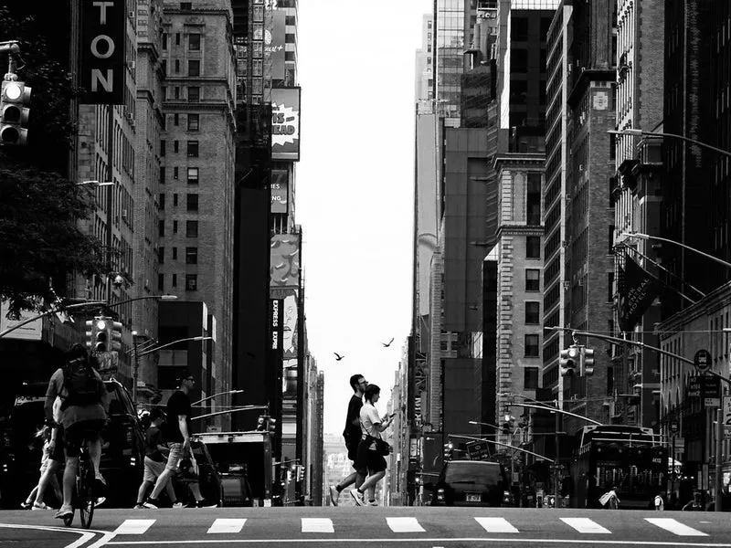 Black and White City Street