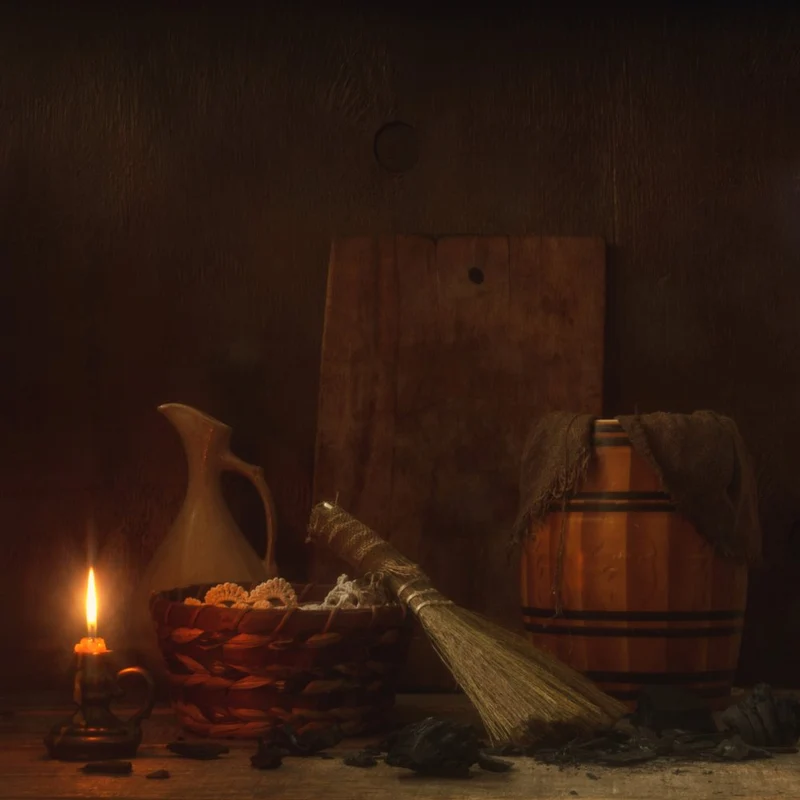 Rustic Candle Still Life