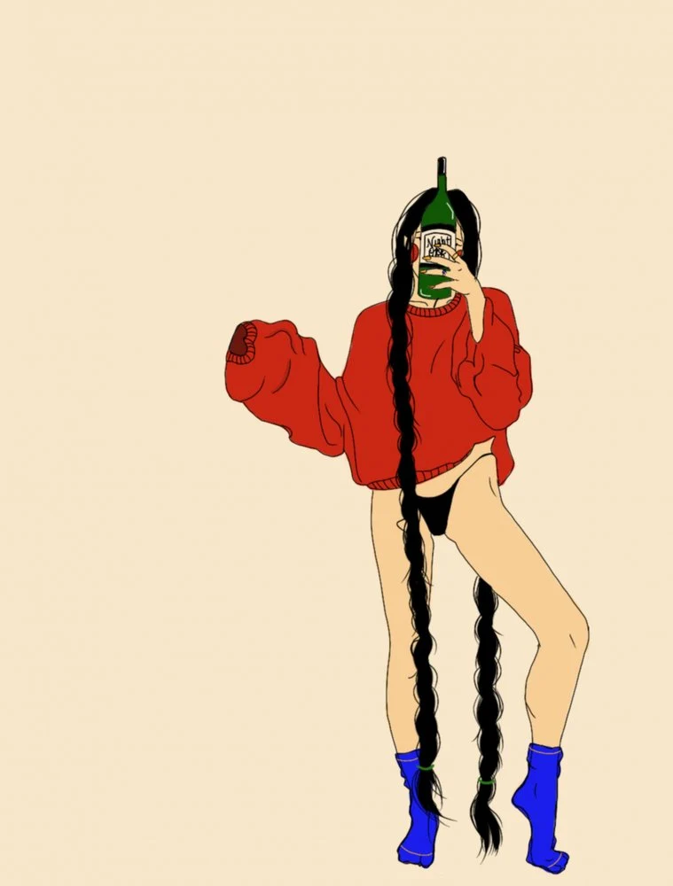 Red Sweater Bottle Girl