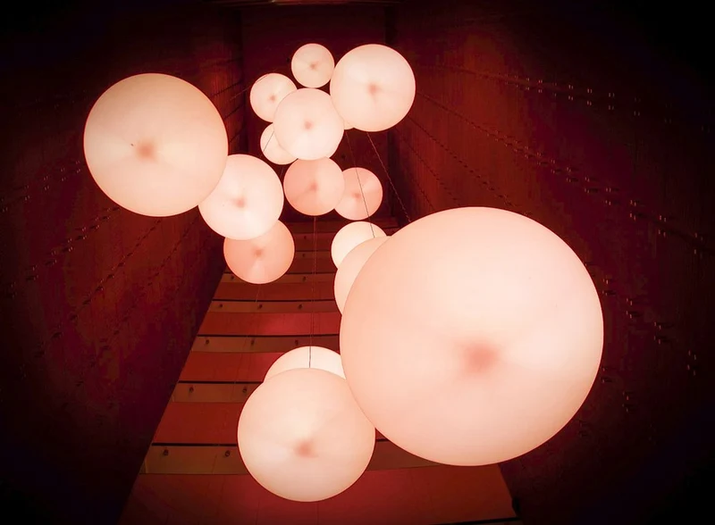 Red Orbs Illuminated Path