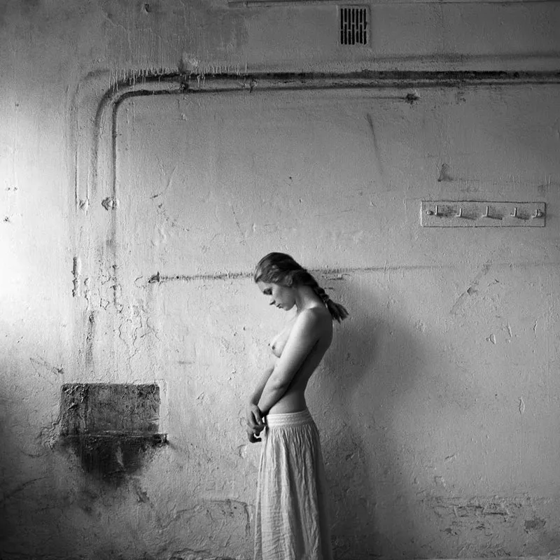 Pensive Woman Rustic Wall