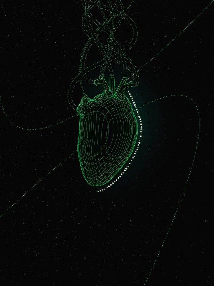 Glowing Wireframe Heart