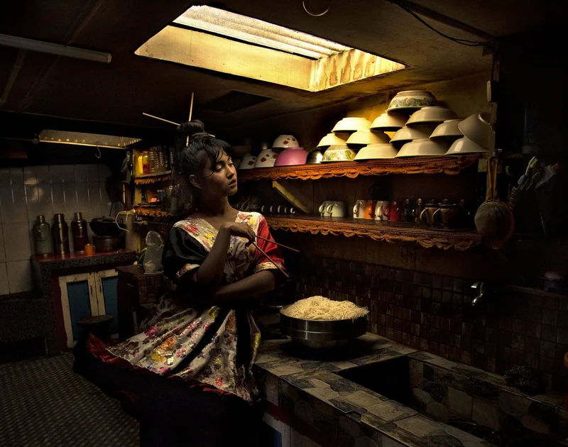 Woman in Kitchen Light