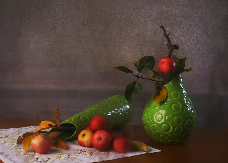 Autumn Apples and Vases