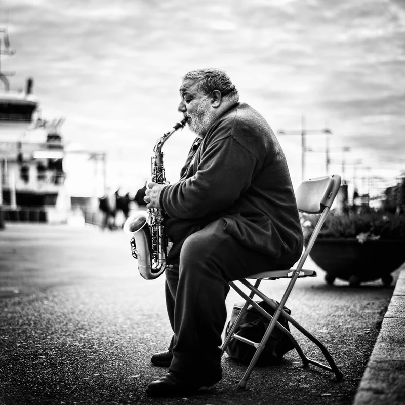 Street Saxophonist Performing