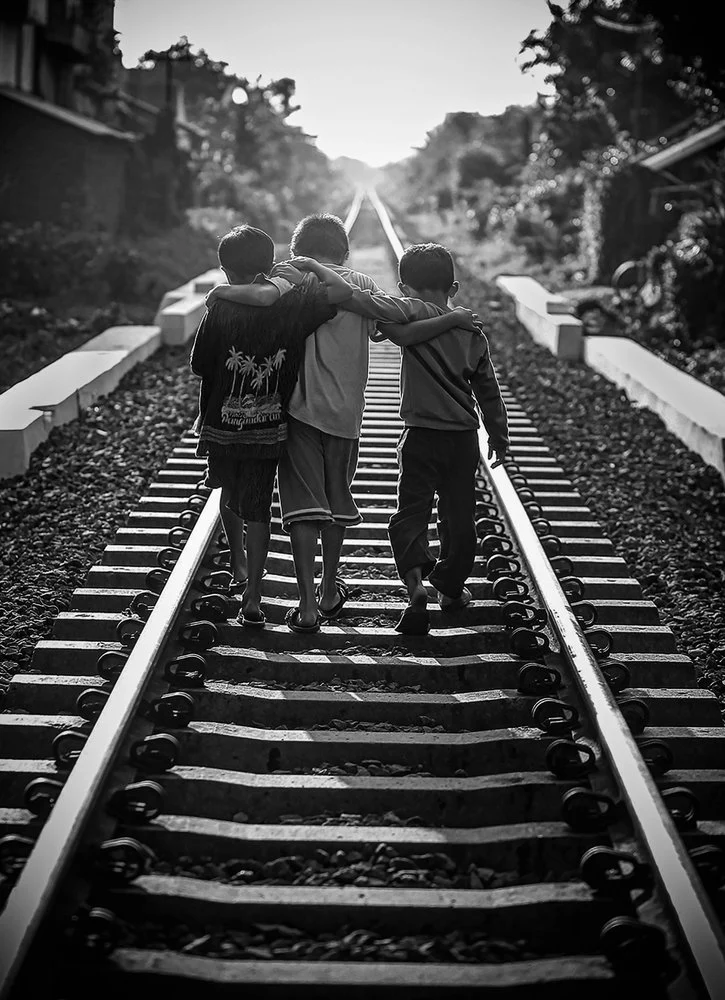 Three Friends Walking