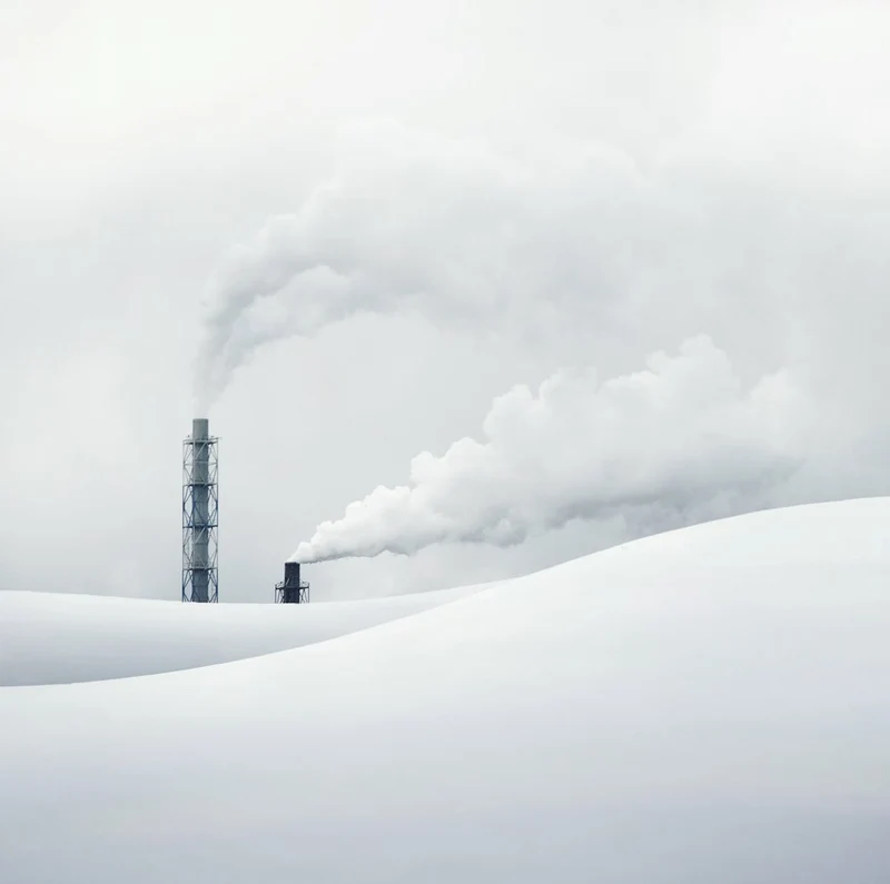Snowy Industrial Stacks