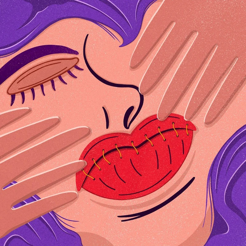 Stitched Lips Silent Protest