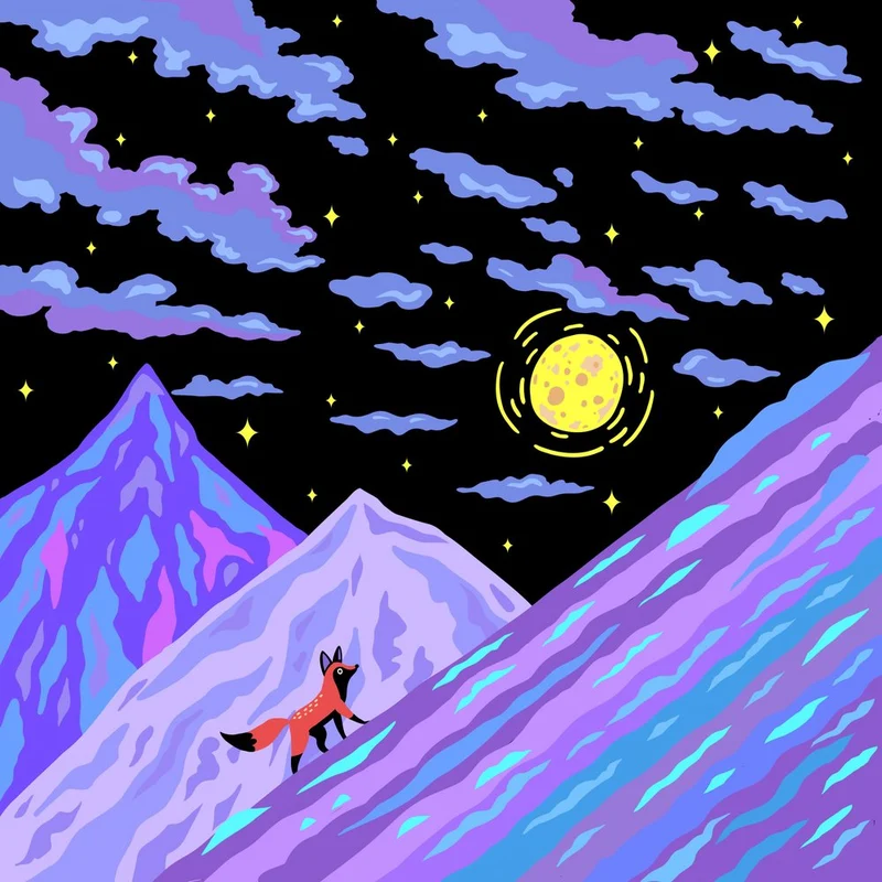Mystical Fox Mountain Night