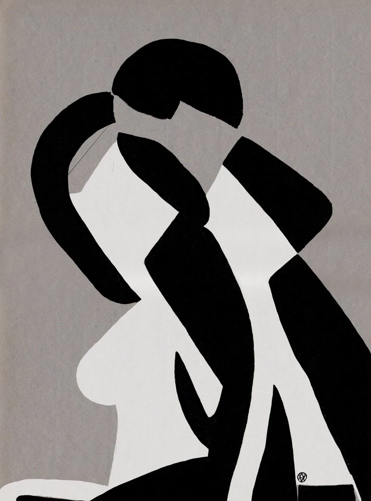 Abstract Embracing Couple