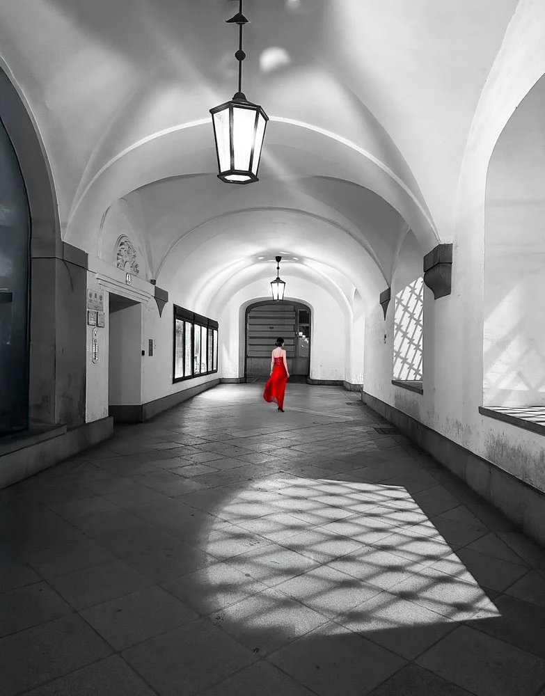 Red Dress in Archway