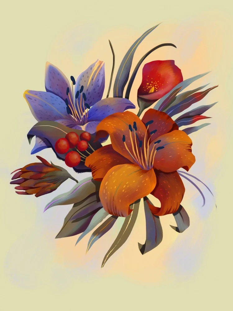 Bright lily flowers