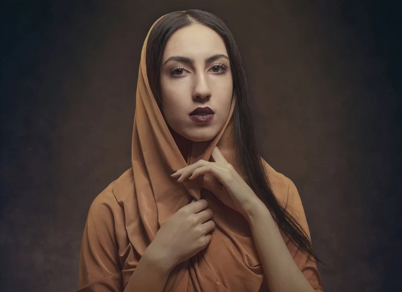 Ochre Draped Woman