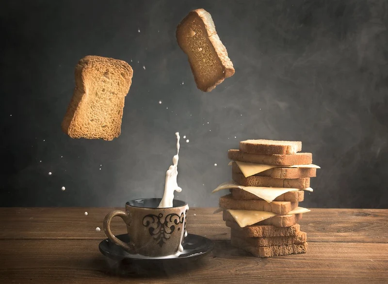 Flying Toast and Milk Splash