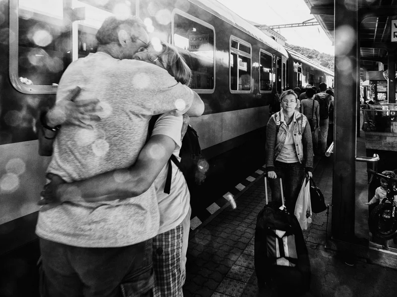 Train Station Embrace